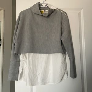 Zara really cool grey crop shirt with attached white button down.  Size medium.